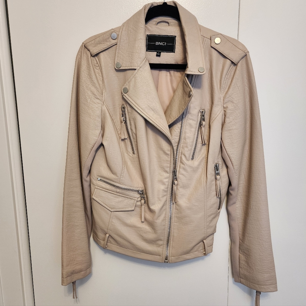 BNCI Women's Faux Leather Moto Jacket